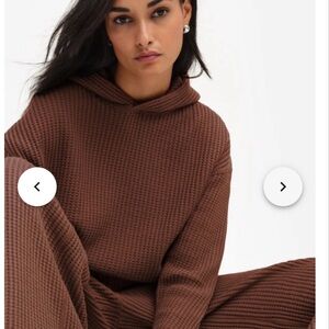 MATE the Label Organic waffle relaxed hoodie- cinnamon L